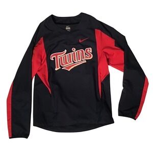 Nike Minnesota Twins Sweatshirt Mens Size Small Pullover Black & Red Long Sleeve